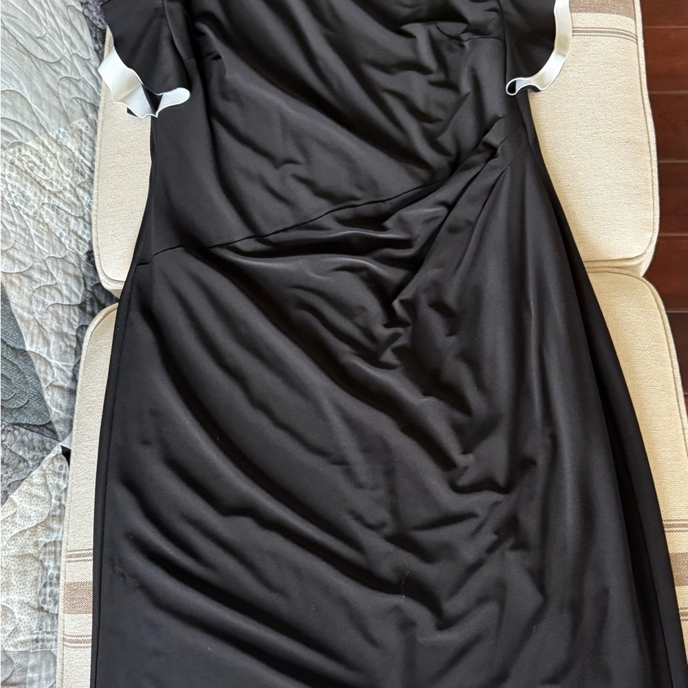 Ralph Lauren Black Asymmetrical Dress with White Trim